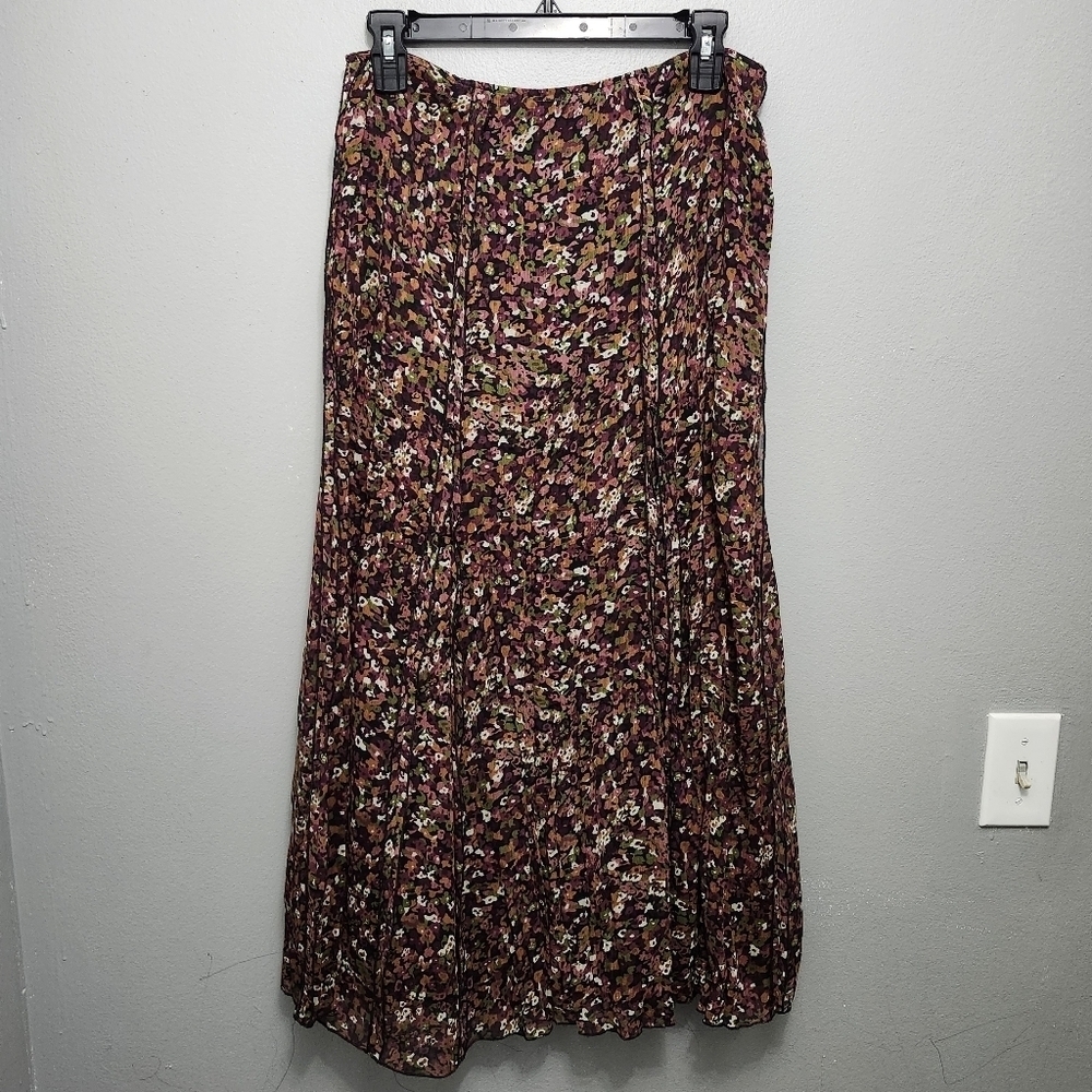 August silk women's maxi dress size 10 floral purple 100% polyester 90s…